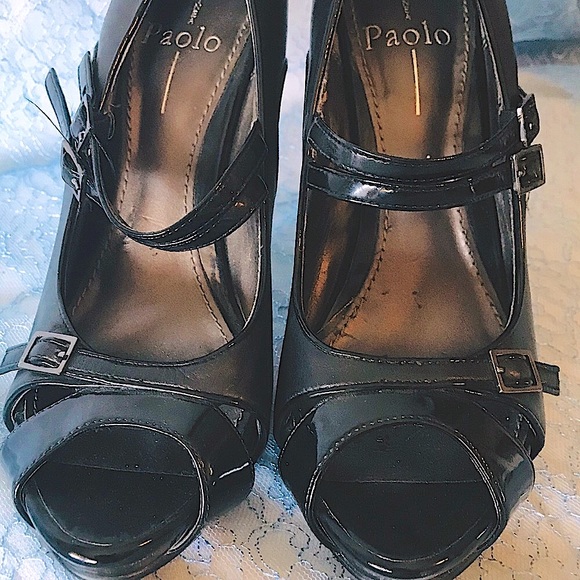Paolo Linea Black Strappy Open Toe Heels Size 8.5 - Picture 3 of 4